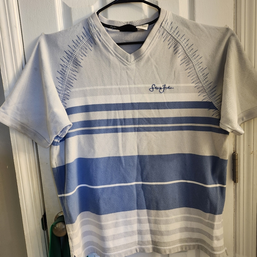 Sean John Men's XL V-Neck Pullover Polo w Color Blocking & Stitching Detail